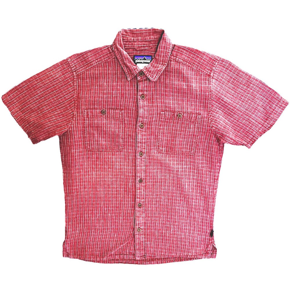 Patagonia Men Shirt Button Down Short Sleeve Size Small Hemp & Organic‎ Plaid